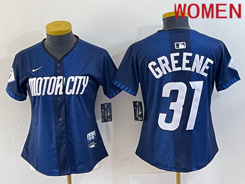 Women Detroit Tigers #31 Greene Blue City Edition Nike 2024 MLB Jersey style 1->women mlb jersey->Women Jersey
